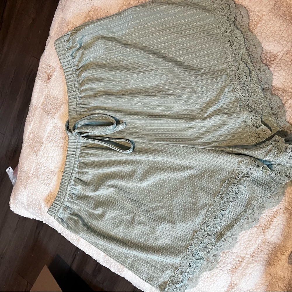 Mint Green Lace Trim Sleep Shorts